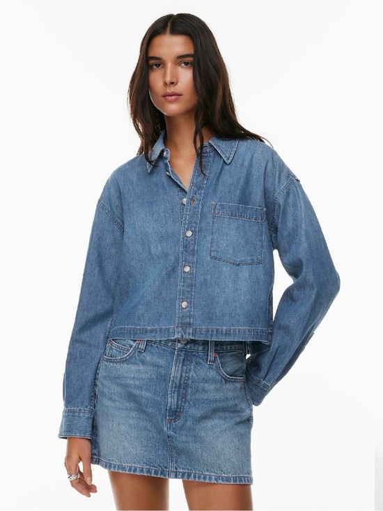 Denim Forum Tops - Aritzia Denim Forum The '90s Carla Oversized Denim Button up Shirt M